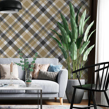Load image into Gallery viewer, Beige Plaid Peel &amp; Stick Wallpaper Peel &amp; Stick Wallpaper N06238
