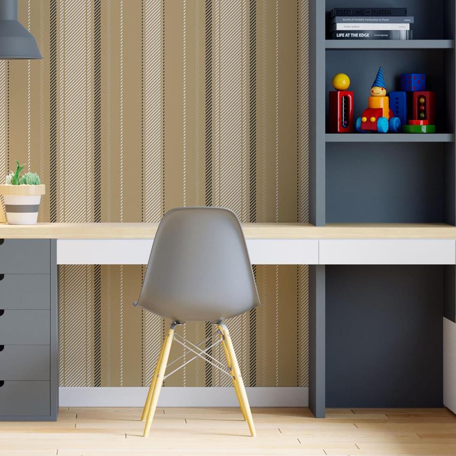 Beige and Black Striped Peel & Stick Wallpaper N06239