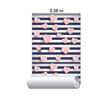Load image into Gallery viewer, Stripes and Hearts Peel &amp; Stick Wallpaper N06246
