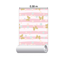 Load image into Gallery viewer, Stripes Butterflies and Polka Dot Peel &amp; Stick Wallpaper N06258
