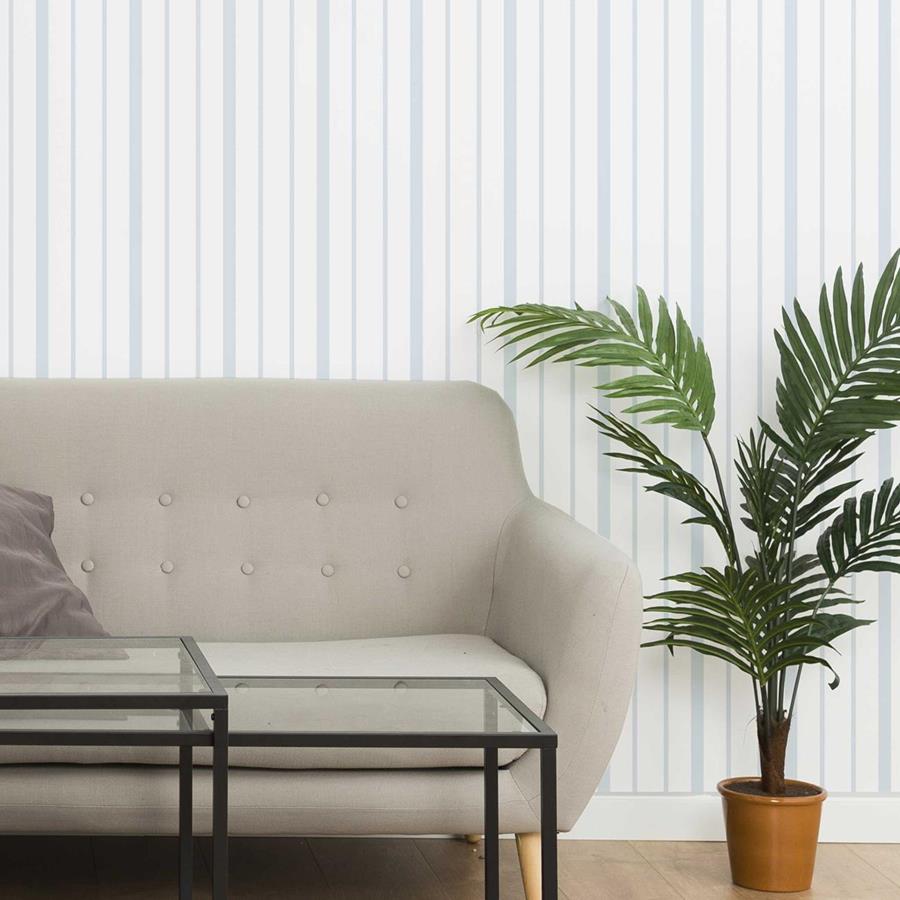 Blue and White Striped Peel & Stick Wallpaper N06266