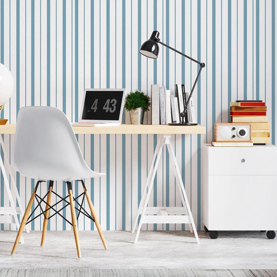 Blue and White Dark Striped Peel & Stick Wallpaper N06267