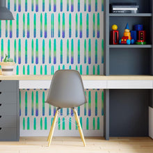 Load image into Gallery viewer, Brush Strokes Neon Blue Gradient Peel &amp; Stick Wallpaper N06272
