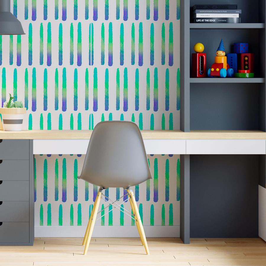 Brush Strokes Neon Blue Gradient Peel & Stick Wallpaper N06272