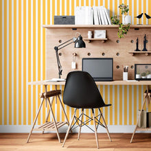Load image into Gallery viewer, Yellow and White Striped Peel &amp; Stick Wallpaper N06278
