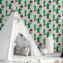 Load image into Gallery viewer, Stripes and Cactus Peel &amp; Stick Wallpaper N06280

