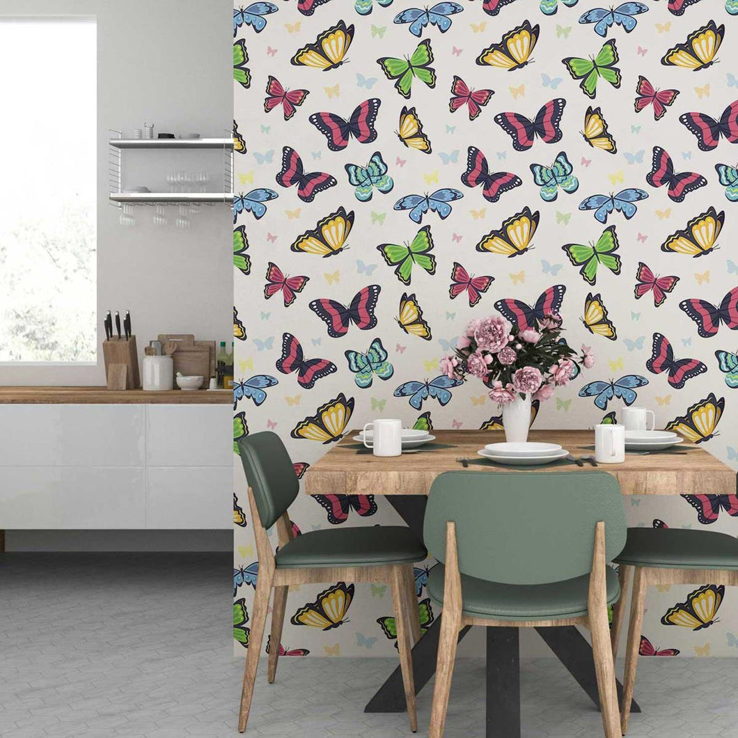 Abstract Blue and White Peel & Stick Wallpaper N07009