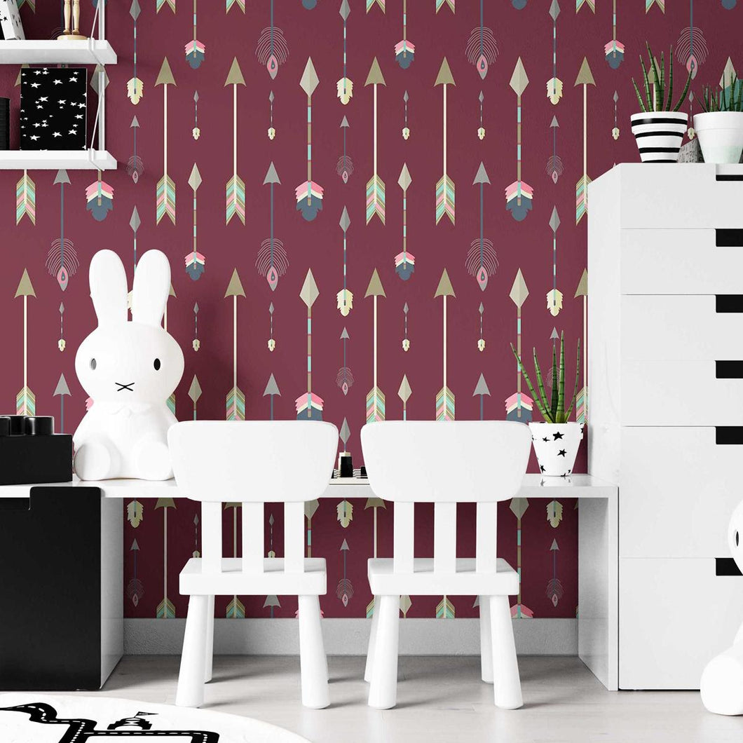Boho Red Arrows Peel & Stick Wallpaper N07024