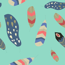 Load image into Gallery viewer, Colorful Boho Feathers Blue Peel &amp; Stick Wallpaper N07026

