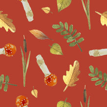 Load image into Gallery viewer, Mushrooms and Leaves Red Peel &amp; Stick Wallpaper N07029
