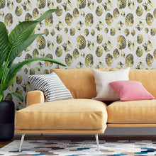 Load image into Gallery viewer, Shells Yellow and White Peel &amp; Stick Wallpaper N07047
