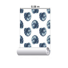 Load image into Gallery viewer, Shells Blue Spirals Peel &amp; Stick Wallpaper N07050
