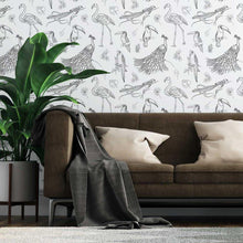 Load image into Gallery viewer, Aves Tropical Black and White Peel &amp; Stick Wallpaper N07054
