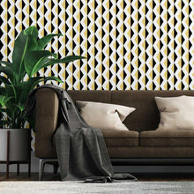 Load image into Gallery viewer, Chevron Ethnic Yellow and Black Peel &amp; Stick Wallpaper N07055

