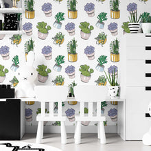 Load image into Gallery viewer, Succulents Watercolor Peel &amp; Stick Wallpaper N07068
