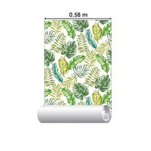Load image into Gallery viewer, Tropical Leaves Green White Peel &amp; Stick Wallpaper N07071

