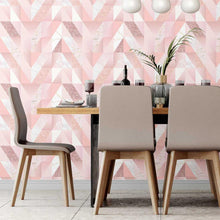 Load image into Gallery viewer, Pink Marble Chevron Peel &amp; Stick Wallpaper N07079
