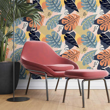 Load image into Gallery viewer, Colorful Tropical Abstract Leaves Peel &amp; Stick Wallpaper N07083
