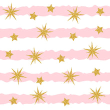 Load image into Gallery viewer, Abstract Stripes Pink and Stars Golden Glitter Peel &amp; Stick Wallpaper N07085
