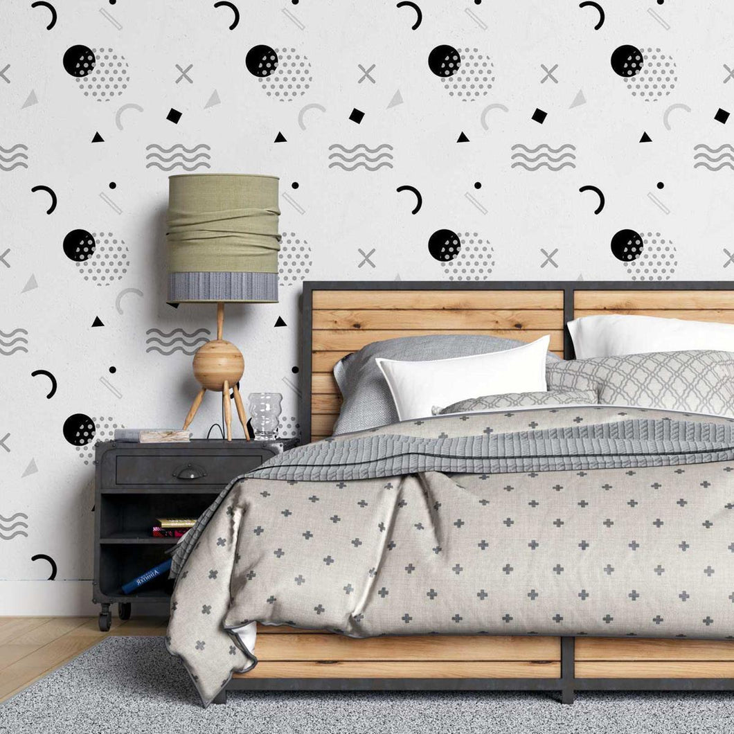 Abstract Waves and Dots Peel & Stick Wallpaper N07091