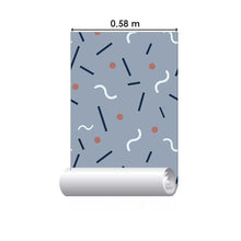 Load image into Gallery viewer, Abstract Waves and Dots &amp; Red Peel &amp; Stick Wallpaper N07093
