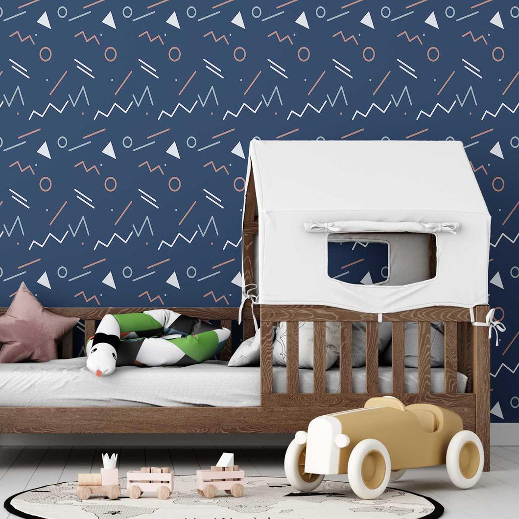 Blue Abstract Peel & Stick Wallpaper N07094