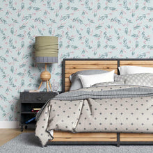Load image into Gallery viewer, Leaves Blue Pink Green Peel &amp; Stick Wallpaper N07107
