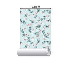 Load image into Gallery viewer, Leaves Blue Pink Green Peel &amp; Stick Wallpaper N07107
