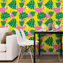 Load image into Gallery viewer, Geometric Tropical Yellow Peel &amp; Stick Wallpaper N07115
