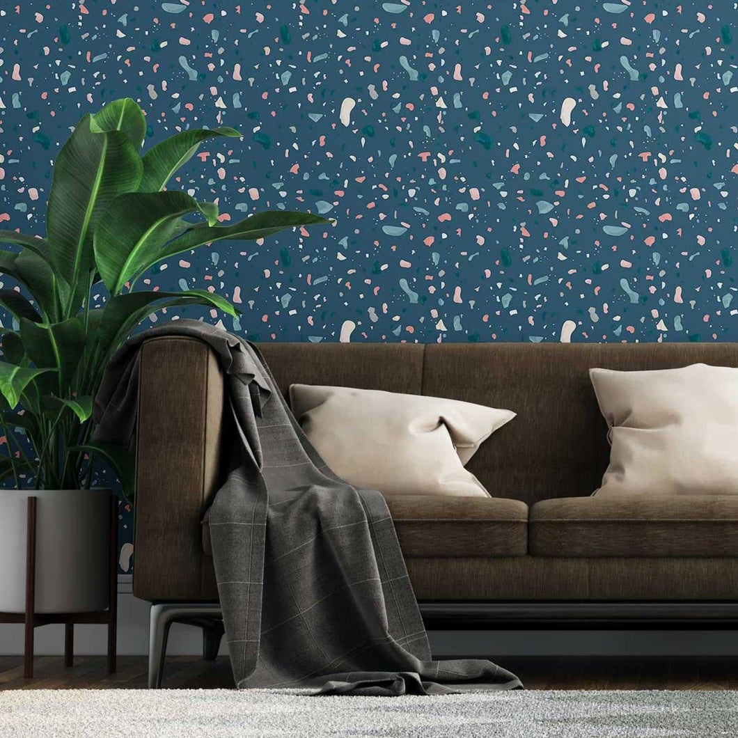 Blue Dark & Colorful Granite Peel & Stick Wallpaper N07130