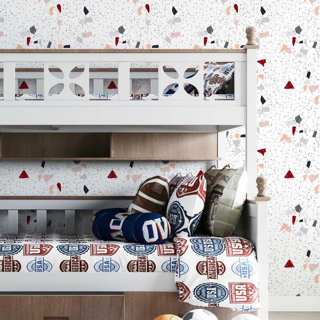 Gray Orange & Red Granite Peel & Stick Wallpaper N07140