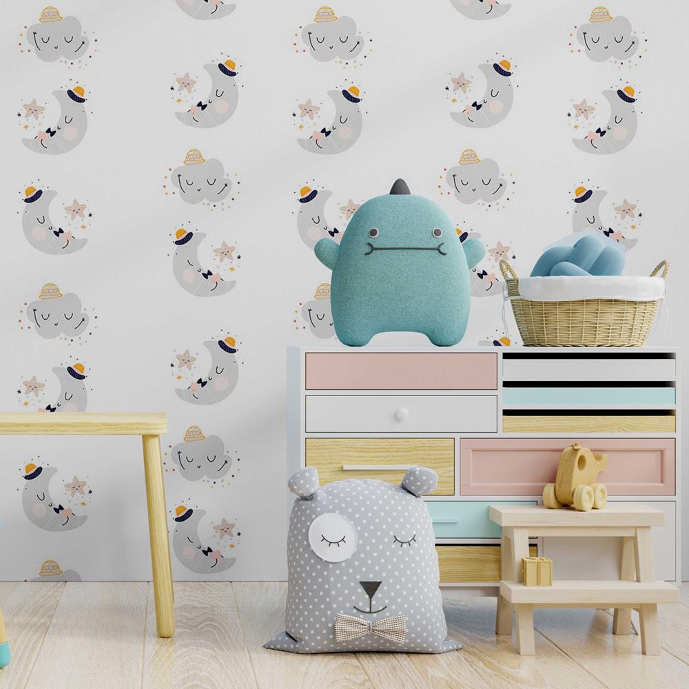 Cartoon Little Moon and Star Peel & Stick Wallpaper N08029