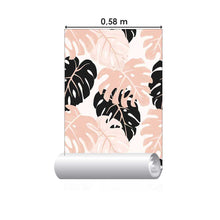 Load image into Gallery viewer, Tropical Leaves Pink and Black Peel &amp; Stick Wallpaper N08049
