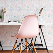 Load image into Gallery viewer, Leaves Blue and Pink Peel &amp; Stick Wallpaper N08069
