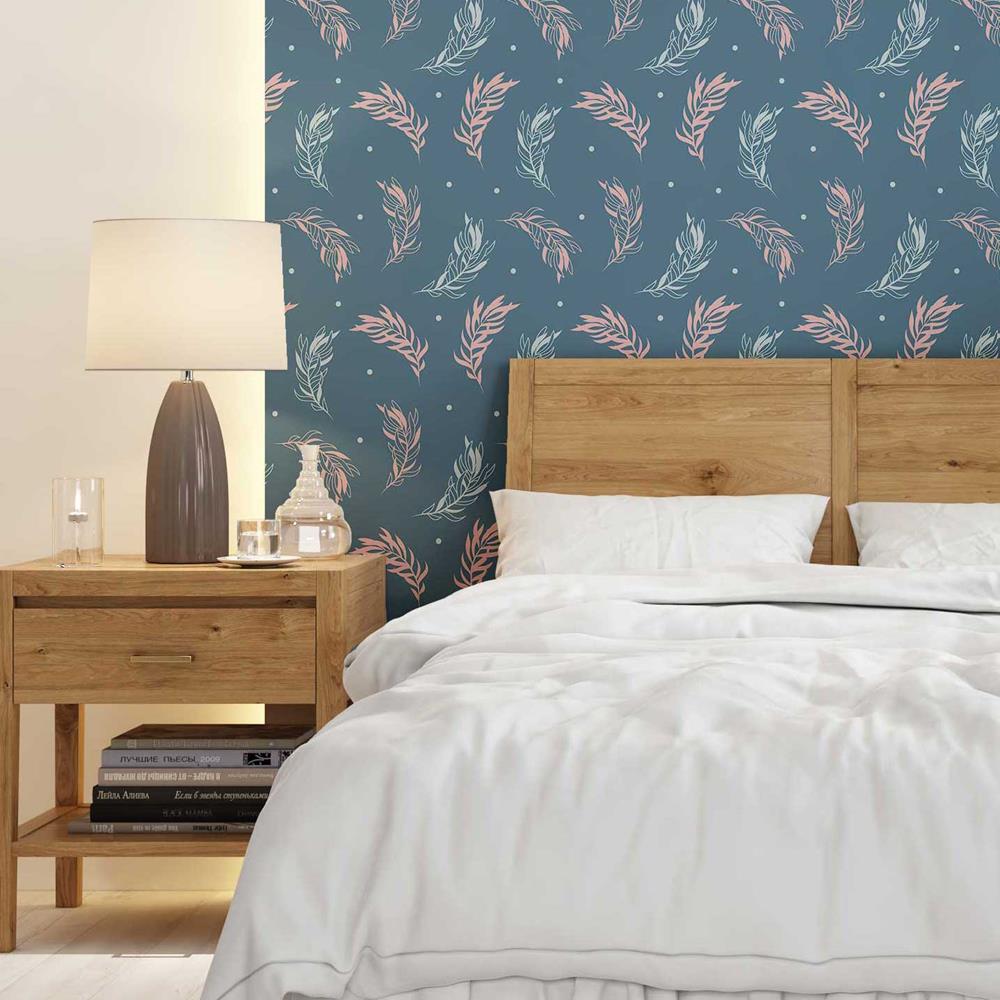 Leaves Blue and Pink Peel & Stick Wallpaper N08070