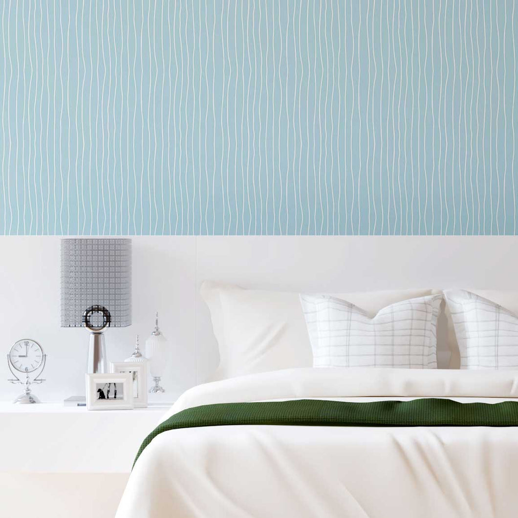 Irregular Stripes Soft Blue Peel & Stick Wallpaper N08126