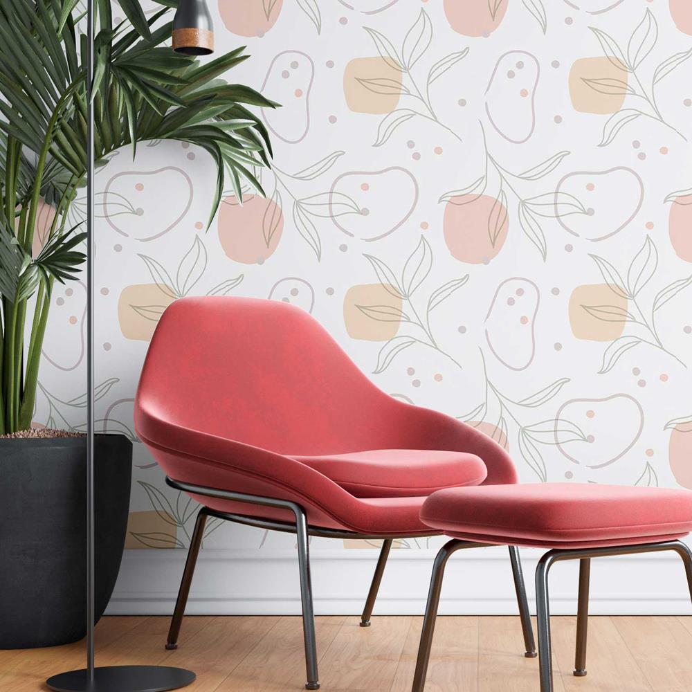 Leaves and Abstract Shapes Peel & Stick Wallpaper N08142