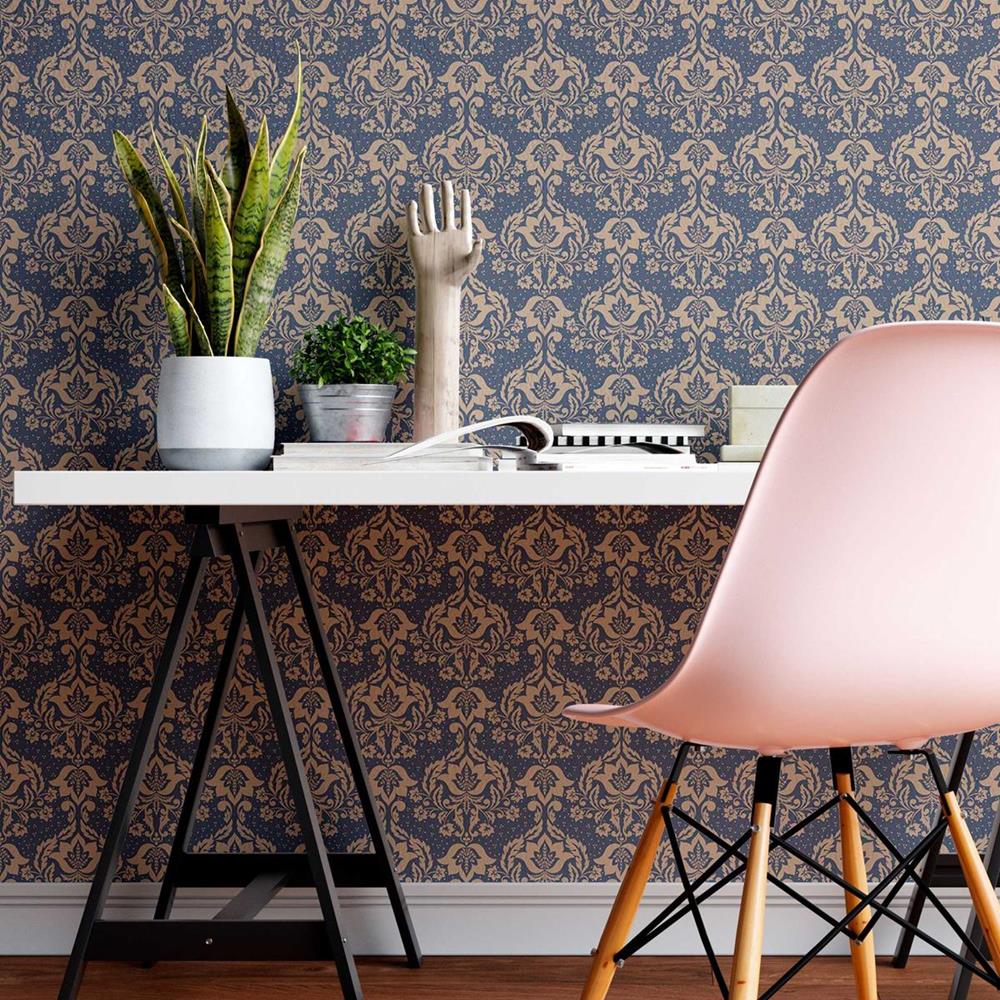 Dark Damask Peel & Stick Wallpaper N08162