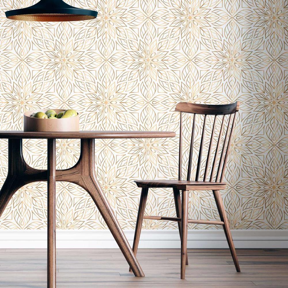 Geometric Flowers Peel & Stick Wallpaper N08164