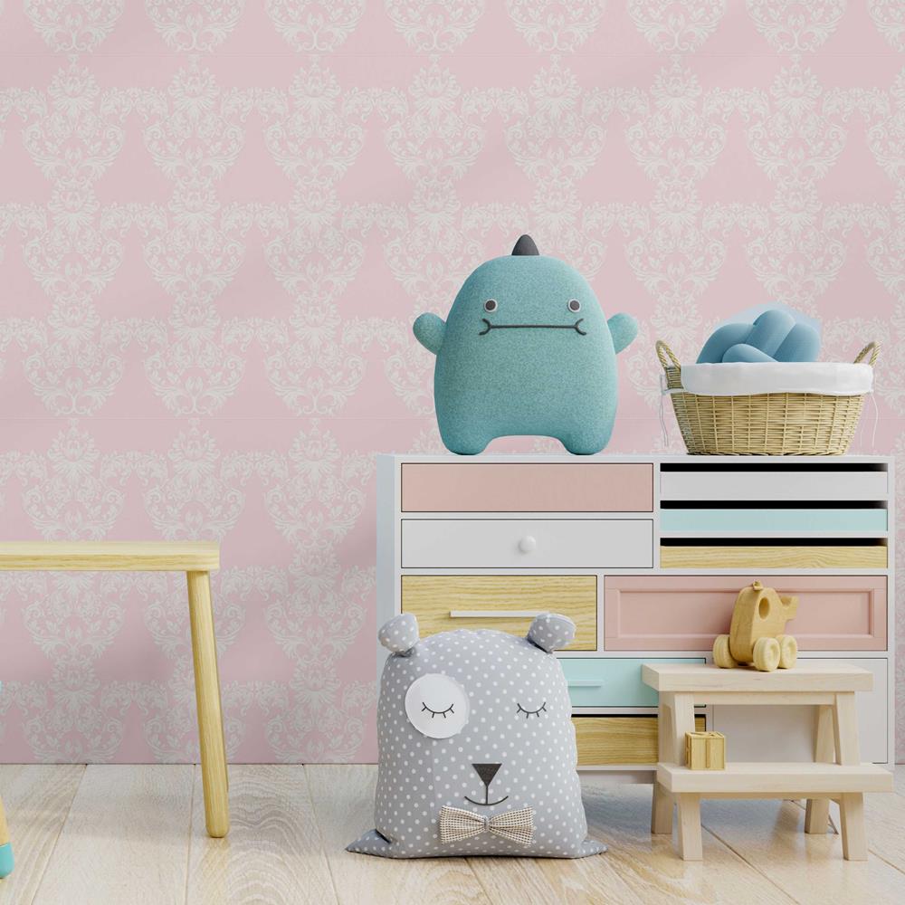 Damask Pink Peel & Stick Wallpaper N08185