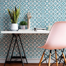 Load image into Gallery viewer, Tile Retro Blue Peel &amp; Stick Wallpaper N08198
