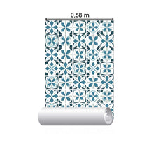 Load image into Gallery viewer, Tile Retro Blue Peel &amp; Stick Wallpaper N08198
