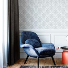 Load image into Gallery viewer, Damask White and Gray Peel &amp; Stick Wallpaper N09006
