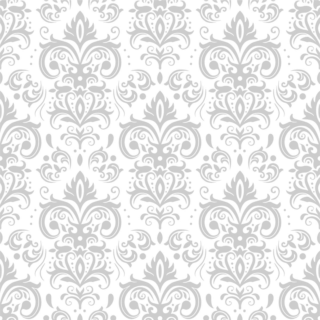 Damask White and Gray Peel & Stick Wallpaper N09006