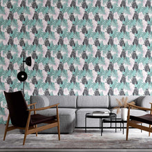 Load image into Gallery viewer, Zebras Tropical Flowers and Le Birds Peel &amp; Stick Wallpaper N09008
