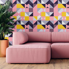 Load image into Gallery viewer, Purple Geometric Retro Peel &amp; Stick Wallpaper N09024
