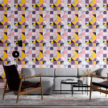 Load image into Gallery viewer, Lilac Geometric Retro Peel &amp; Stick Wallpaper N09025
