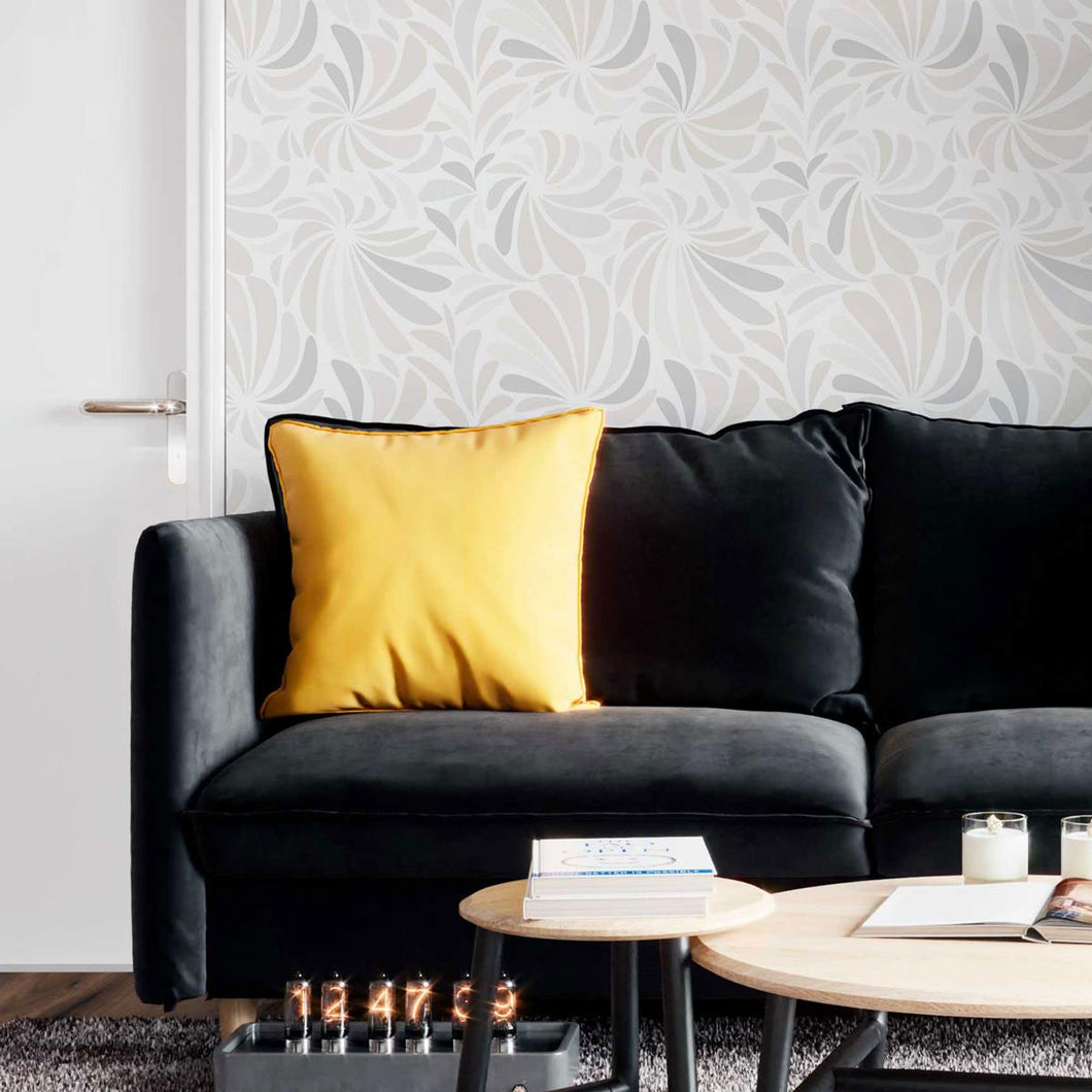 Leaves Beige Abstract Peel & Stick Wallpaper N09052