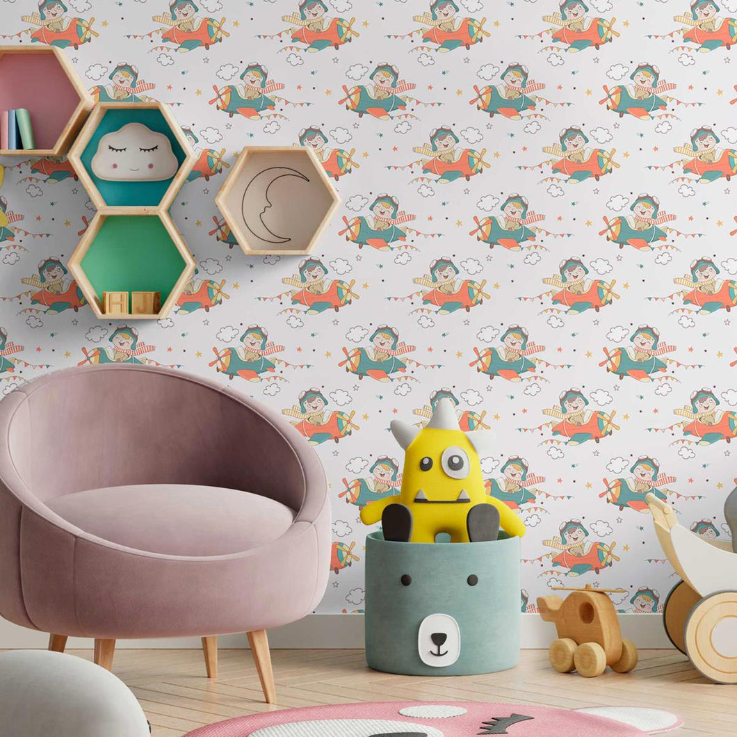 Fun Airplane Peel & Stick Wallpaper N09078
