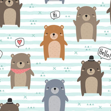 Load image into Gallery viewer, Teddy Bears and Stripes Peel &amp; Stick Wallpaper N09098

